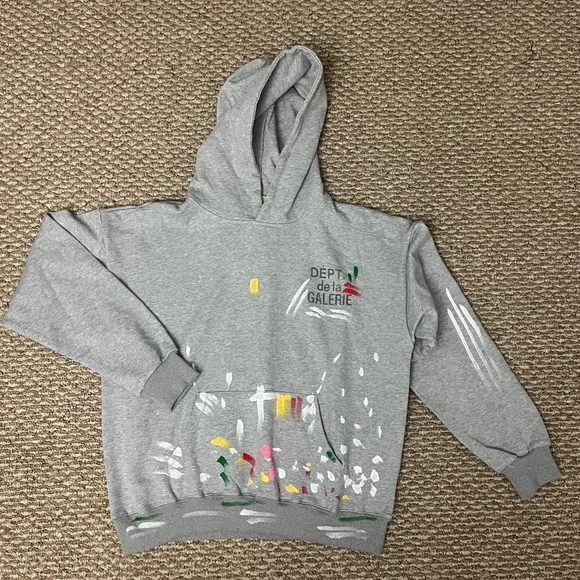 新品同様 GALLERY DEPT PAINTED LOGO HOODIE S Buy Gallery Dept. Logo Painted Hoodie 'Grey' - GD EN 2000